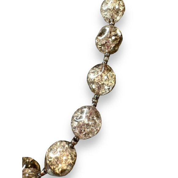 Gray Crackle Glass Beaded Necklace 19.25 “Copper Toggle - Picture 4 of 7